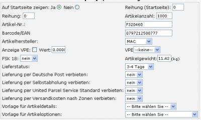 Artikelabhngige Versandarten