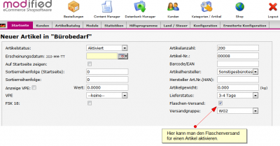 Versandkostenmodul fr Flaschen