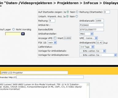Zusatzartikel unterhalb des Warenkorbes